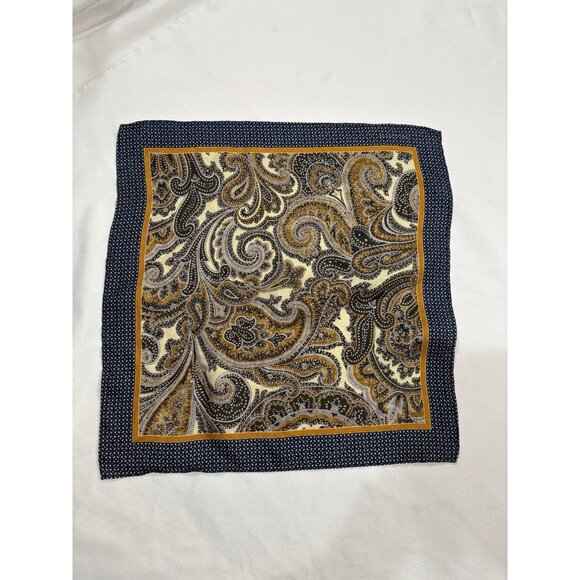 Joseph abboud silk brown paisley pocket square - Picture 1 of 4